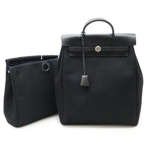 HERMES Black Leather Backpack
